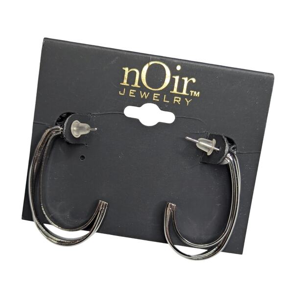 nOir Silver Tone Double Hoop Earrings - Picture 1 of 8